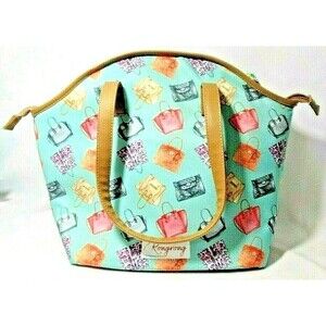 Rongrong DeVoe Insulated Lunch Tote Handbag Purse Blue 12 x 18-in PVC Free, Gift